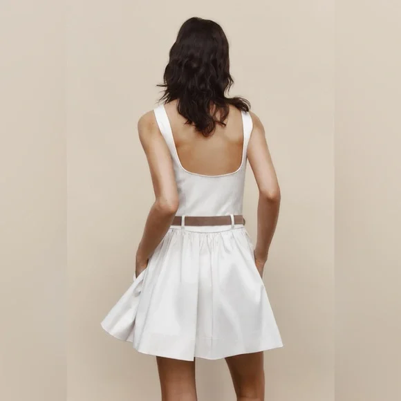 NWT 🌟 Zara Cream belted mini dress XS - Picture 3 of 10